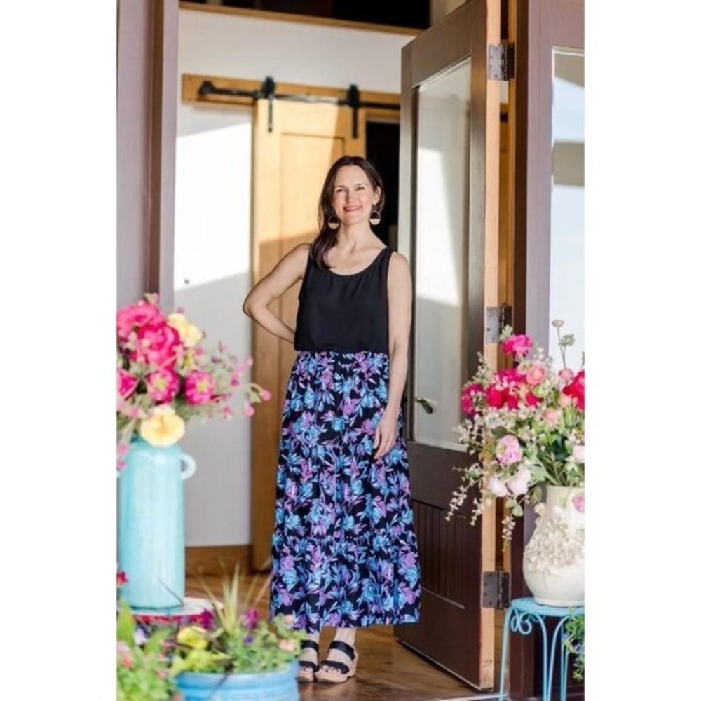 The Pioneer Woman Peasant Skirt Boho Floral Black Blue XXXL NWT